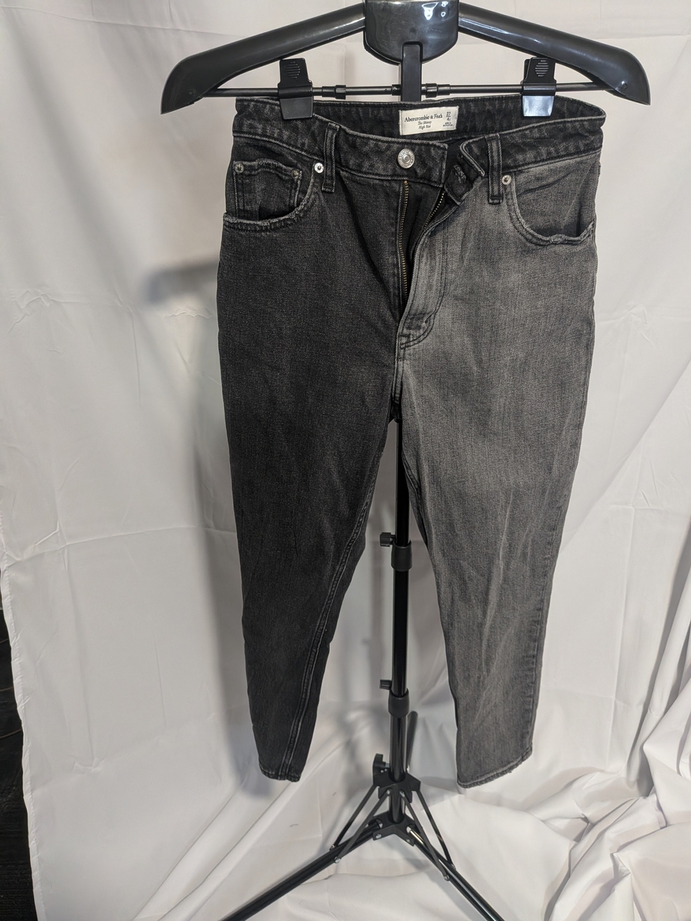 Abercrombie & Fitch Two-Tone High-Rise Black and Light Gray Jeans